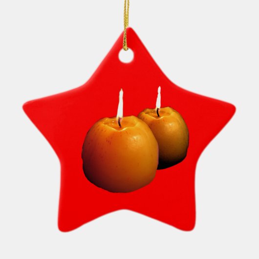 Zwei runde Kerzen Weihnachtsdekoration Keramikornament (Vorne)