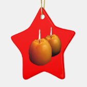 Zwei runde Kerzen Weihnachtsdekoration Keramikornament (Links)