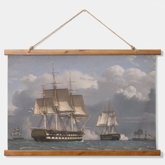 ZWEI russische Schiffe Öl auf Leinwand Wandteppich Mit Holzrahmen (Vorne)