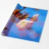 Zwei Sakura-Blume auf blau Geschenkpapier (Ungerollt)
