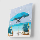 Zwei Salons am Strand Quadratische Wanduhr (Winkel)