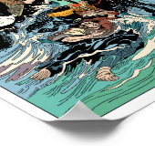 Zwei Samurai-Pferde überqueren ein stürmisches Mee Poster (Ecke)