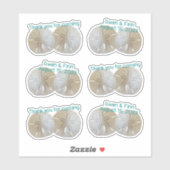 Zwei Sand Dollars Hochzeit danke dir geformt Aufkleber (Blatt)