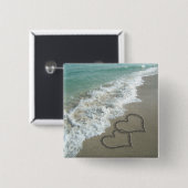 Zwei Sandhörer am Strand, romantischer Ozean Button (Vorne & Hinten)