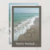 Zwei Sandhörer am Strand, romantischer Ozean Einladung (Vorne/Hinten)