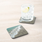 Zwei Sandhörer am Strand, romantischer Ozean Getränkeuntersetzer (Rechte Seite)