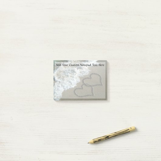 Zwei Sandhörer am Strand, romantischer Ozean Post-it Klebezettel (Auf Schreibtisch)