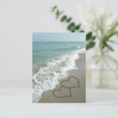 Zwei Sandhörer am Strand, romantischer Ozean Postkarte (Stehend Vorderseite)