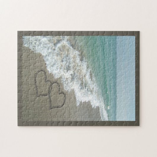 Zwei Sandhörer am Strand, romantischer Ozean Puzzle (Horizontal)