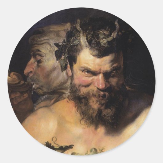 Zwei Satyrs Runder Aufkleber (Vorderseite)