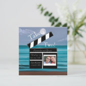 Zwei Save the Date mondbeleuchteter Strand (Stehend Vorderseite)