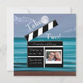 Zwei Save the Date mondbeleuchteter Strand (Vorderseite)