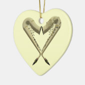 Zwei Saxophon-Herz-Form auf Herz-Verzierung Keramik Ornament (Links)