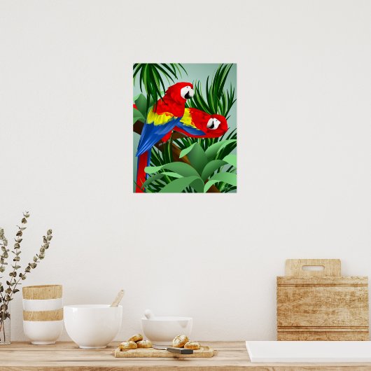 Zwei Scarlet-Macaws Poster (Küche)