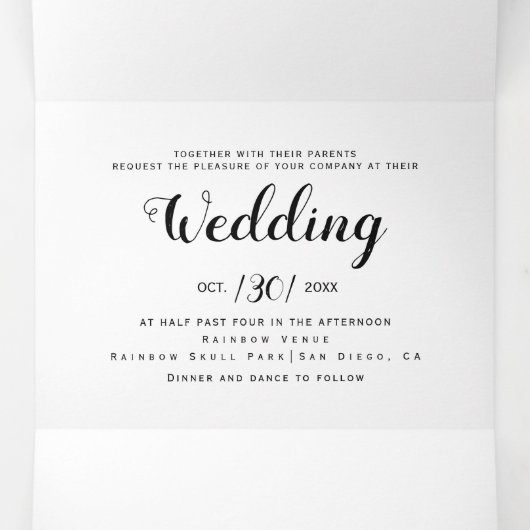 Zwei Schädel bunt Konfetti Homosexuelle Hochzeit Dreifach Gefaltete Einladung (Innenseite Mitte)