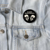 Zwei Schädel lachen Frohes Halloween Button (Beispiel)