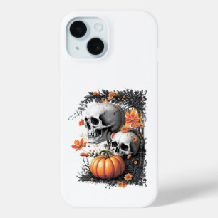 Zwei Schädel und ein Kürbis unter den Blume. Case-Mate iPhone Hülle