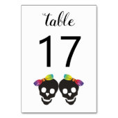 Zwei Schädelbräute mit Bögen, lesbische Hochzeit Tischnummer (Rückseite)