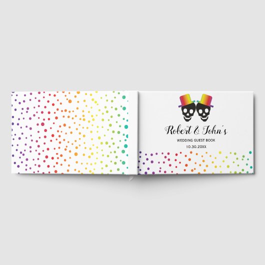 Zwei Schädelstuben und Konfetti-Homosexuellenhochz Gästebuch (Voll)