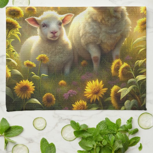 Zwei Schafe Geschirrtuch (Gefaltet)