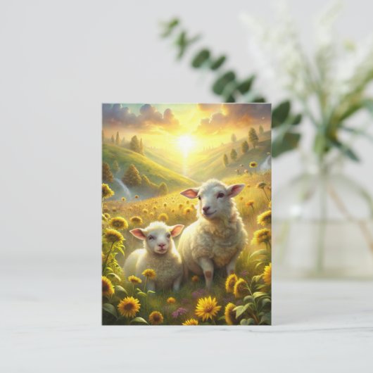 Zwei Schafe Postkarte (Stehend Vorderseite)