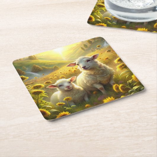 Zwei Schafe Rechteckiger Pappuntersetzer (angewinkelt)