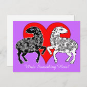 Zwei Schafe Schwarz-weiß Big Red Heart Personalisi Postkarte (Vorne/Hinten)