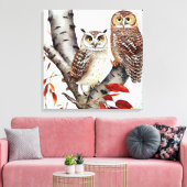 Zwei Schafe sitzen im Herbst in einem Weißen Birke Leinwanddruck (Insitu (Wohnzimmer))