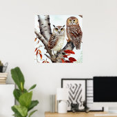 Zwei Schafe sitzen im Herbst in einem Weißen Birke Poster (Heimbüro)