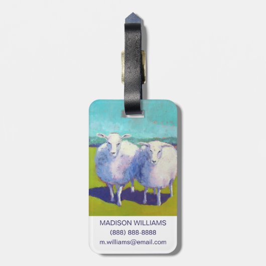 Zwei Schafe vor Ort Gepäckanhänger (Rückseite vertikal)