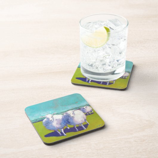 Zwei Schafe vor Ort Getränkeuntersetzer (Rechte Seite)