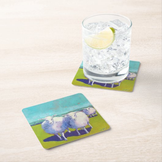 Zwei Schafe vor Ort Rechteckiger Pappuntersetzer (Vor Ort)