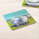 Zwei Schafe vor Ort Rechteckiger Pappuntersetzer (angewinkelt)