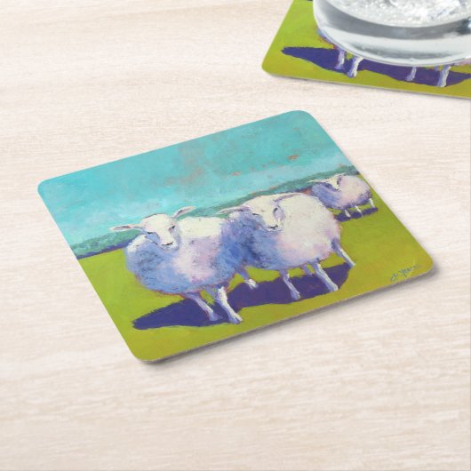 Zwei Schafe vor Ort Rechteckiger Pappuntersetzer (angewinkelt)