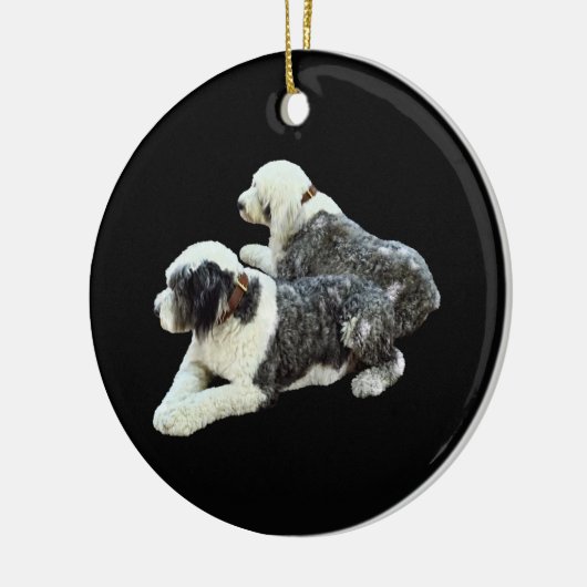 Zwei Schafhunde Keramik Ornament (Links)
