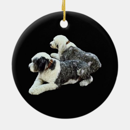 Zwei Schafhunde Keramik Ornament (Hinten)