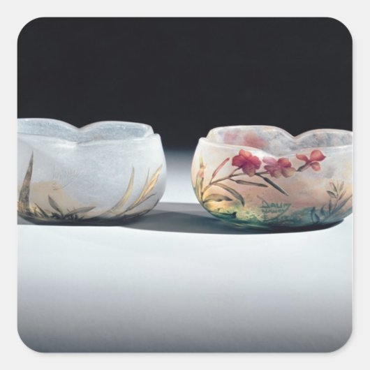 Zwei Schalen von Daum, Nancy, Frankreich Quadratischer Aufkleber (Vorderseite)