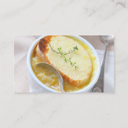 Zwei Schalen Zwiebelsuppe Visitenkarte (Rückseite)