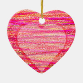 Zwei schattierte rote Herzen an einem Valentinstag Keramik Ornament