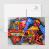 Zwei schiff-moderne Bauhaus Geometrische Kunst Postkarte (Vorne/Hinten)