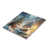 Zwei Schiffe auf See Fliese (Seite)