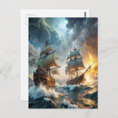 Zwei Schiffe auf See Postkarte (Vorne/Hinten)