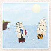 Zwei Schiffe im Kampf Napoleonisches Kriegsmeer Glasuntersetzer (Vorderseite)