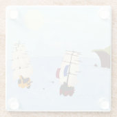 Zwei Schiffe im Kampf Napoleonisches Kriegsmeer Glasuntersetzer (Rückseite)