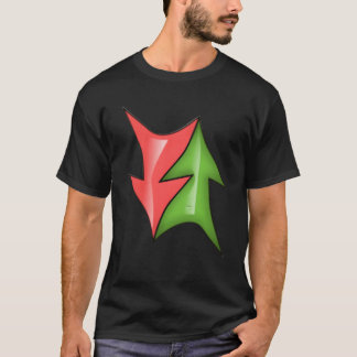 Zwei Schilder, die die Bedeutung zeigen Ein grünes T-Shirt