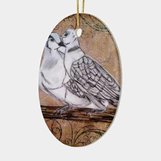 Zwei Schildkröte-Tauben Keramikornament (Links)