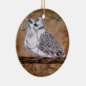 Zwei Schildkröte-Tauben Keramikornament (Rechts)