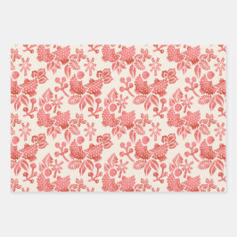 Zwei Schildkröten in Rosa, Grün und Senf Geschenkpapier Set