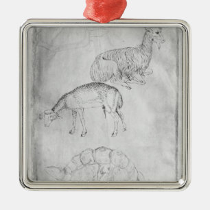 Zwei Schildkröten, Ziege und Schafe Silbernes Ornament