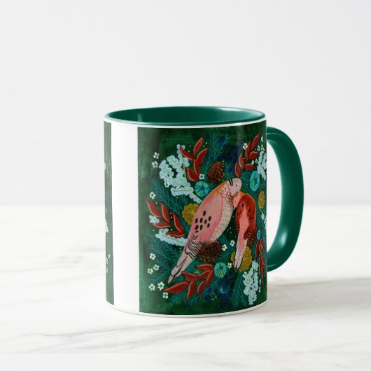 Zwei Schildkrötentauben Weihnachtsfeiertag Tasse (VorderseiteRechts)